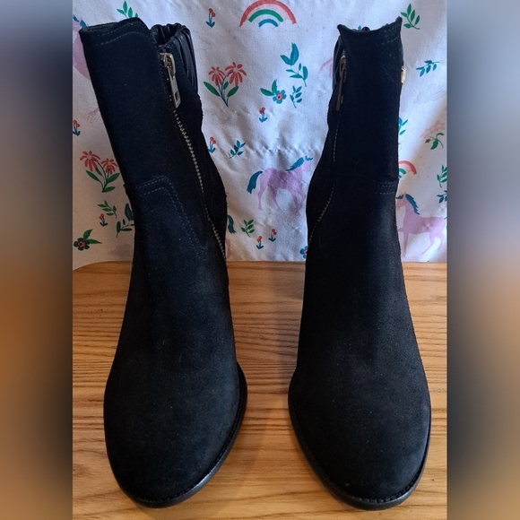 NWOT Zadig & Voltaire Black Suede Chunky Goth Moto Bootie Boot Heel Shoe SZ 7.5 - Picture 2 of 10